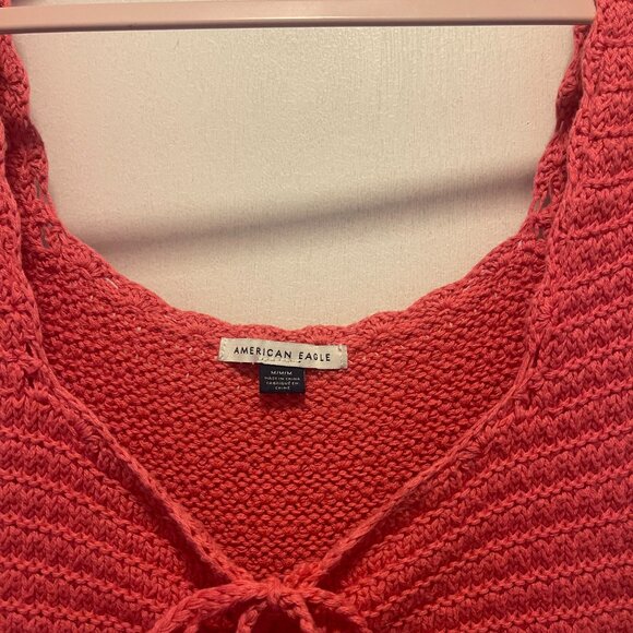 American Eagle Crochet Mini Dress ~ Pink / Coral Medium EUC - Picture 3 of 4